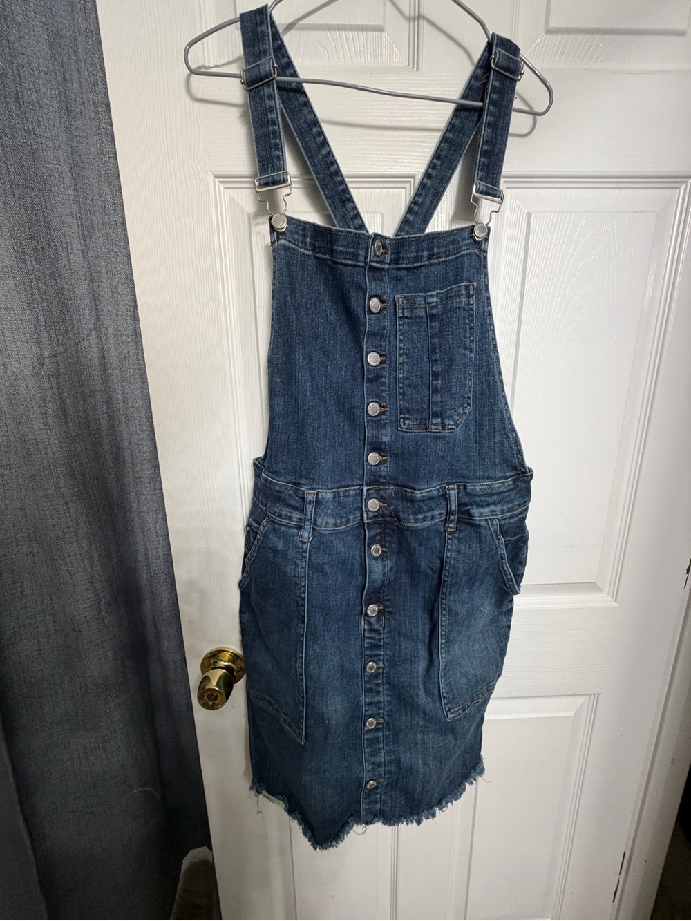Judy blue Denim Overall Dress with Front Buttons - Dark Blue